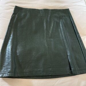 Topshop Dark Green Croc-Embossed Mini Skirt